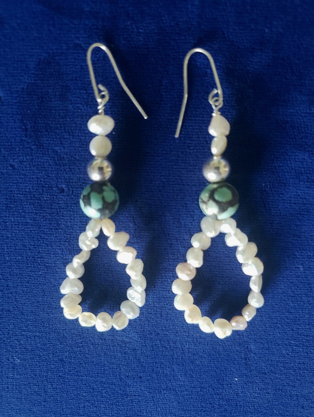 Freshwater Keshi And Turquoise Earrings